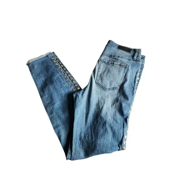 Armani Exchange J10 Super Skinny Cropped Mid Rise Jeans Woman’s Studded Size 29 - Picture 2 of 8